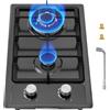 NONE Piano Cottura a Gas a 2 Fuochi, 13300 BTU, Incasso/da Tavolo, Convertibile GPL/Gas Naturale con Protezione Fiamma, Nero/Acciaio Inossidabile
