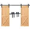 SucceBuy Kit Ferramenta per Porta Scorrevole da 2,4 m, Kit Binario per Porta Scorrevole Resistente da 150 kg per Porte Doppie con Puleggia Liscia e Silenziosa