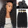 FIUMER Ciocche di Capelli Umani Ondulati Profondi Non Trattati, Capelli Grezzi Cambogiani, Tessitura Rapida Flip Over, Ciocche Ondulate e Bagnate per Donne, Capelli Umani Neri Naturali Ondulati Profondi,