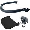 Colu Kid 3 pezzi/set di accessori passeggino PU bracciolo in pelle, poggiapiedi e ganci compatibili con passeggini Babyzen YOYO 2 e YOYO+ (nero)