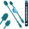 JAWAonline Set di spazzole per lavello 32 cm e 24 cm - Spazzola per bottiglie in silicone delicato e senza graffi - Spazzola flessibile per la pulizia delle bottiglie