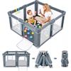 Dripex Box Bambini Pieghevole 130x130cm Grigio Bluastro, Recinto Giochi con Tappeto Imbottito