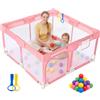 Dripex Box per Bambini Recinto Neonato - Small - Rosa | 124 x 124 cm Rete Traspirante Tessuto Oxford 210D, 2 Anelli di Gioco & Oeacn Palline