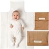 MIMUSELINA Set Fasciatoio Portatile Neonato e Borsa per Pannolini | Fasciatoio da Viaggio Pieghevole, Impermeabile e Leggero | Esterno 100% Cotone | Ideale come Regalo Neonato | Fatto a Mano in Spagna