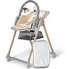 kk Kinderkraft Kinderkraft LASTREE Seggiolino Pappa Reclinabile 0-36 Mesi, Funge da Sdraietta con Barra dei giochi, Schienale Poggiapiedi regolabile, Regolare l'altezza del Sedile, Beige