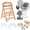 hauck Seggiolone Baby All-in-One, Alpha Start N Grow Set Natural Dark Grey | Dalla nascita a 90 kg, sedia evolutiva con sdraietta + fodera, riduttore + cuscino, vassoio pappa e gioco con 3 accessori