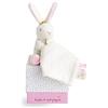 DOUDOU ET COMPAGNIE - Peluche Coniglio con Peluche Fazzoletto - Collezione Perlidoudou - Materiali ultra morbidi - Facile da catturare e maneggiare da bambino - Idea regalo nascita figlia - DC5678