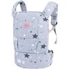 Bebamour Borsa per bambola, 3 in 1, morbida, per bambini, 100% cotone, accessori per bambole (Grey Stars)