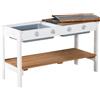 roba Estensione cucina per casetta da gioco - Cucina outdoor bianco‑marrone con piano BBQ e fornelli - Accessori per casetta giardino da 18 mesi - Legno resistente alle intemperie
