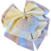 CrisArt Fiocco nascita doppio viola e righe beige con cuore ricamato