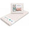 baby idea Materasso Lettino Campeggio Sfoderabile Pieghevole Traspirante a Norma EN16890:2017 Federa100% Cotone Oeko-tex® Interno Certificato Certipur™ 60x120x4 OMAGGIO Borsa da Viaggio (Bubu Beige)