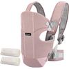 Bebamour baby-carrier, anteriore e posteriore, con 2 bib della spalla,Dusty Pink