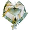CrisArt Fiocco nascita doppio verde salvia e righe beige con cuore ricamato e piccoli pendenti stelline