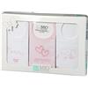 MIO PICCOLO Set 3 Bavaglini Neonati Mio Piccolo Hearts Puro Cotone Rosa