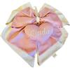 CrisArt Fiocco nascita doppio righe beige e rosa antico con cuore ricamato