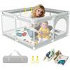 BEBEYA Box Bambini con Tappetino,120x120cm Box Neonato | Rete Traspirante 360°,2 Anelli+Borsa,Struttura Antiscivolo e Robusta,Facile da Montare,Recinto Gioco per Neonato 3-36 Mesi