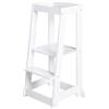 roba Torre di Apprendimento - Sgabello Sicuro per Bambini - Ideale come Aiuto in Cucina - Capacità di Carico fino a 80 kg - Legno Certificato FSC® - Bianco