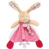 BABY NAT '- Doudou Coniglio Aggancio per ciuccio POUPI - 22 cm - Peluche Baby Rosa con fermaglio per ciuccio, peluche con orecchie e lacci, stampa floreale, idea regalo per nascita, ragazza - BN0610