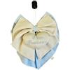 CrisArt Fiocco nascita doppio celeste e righe beige con cuore ricamato
