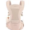 Bebamour Marsupio per neonati e bambini, da 0 a 36 mesi, con cappuccio per la testa, 3 cuscinetti per dentizione, estensore per vita, borsa portaoggetti e custodia per ciuccio (rosa)