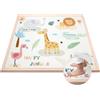 omedecal Tappeto Gioco Neonato Gattonamento, 150x180x3cm, Tappetone Pieghevole per Bambini, Superficie in Morbida Flanella con Base Antiscivolo per Camera e Soggiorno - Animali Della Giungla