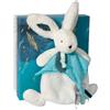 Doudou et Compagnie Happy Wild - Telo da museo | Bianco e Blu - Colore pavone - Peluche di risveglio sensoriale - Garanzia Doudou perduto - Idea regalo per nascita