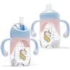 hahaland 2 in 1 Bicchiere Antigoccia Bambini Tazza con Cannuccia Beccuccio | 240ml Biberon, Antiperdita Silicone Training Cup, Biberon 6-12 Mesi, Unicorno(Una Tazza con 2 Beccucci)