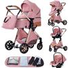 YAZOCO Passeggino 3 in 1, Carrozzina Multifunzionale Carrozzina Ovetto Pieghevole Set Passeggino Neonato Sedili Parapiedi Zanzariere Vista Dall'Alto