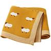 Surwin Coperta Maglia in 100% Cotone per Neonato Bambini, Surwin Super Morbida Copertina Modello di Pecorelle, Multiuso Copertina Neonato Invernale per Passeggino e culla (100x80cm,Giallo)