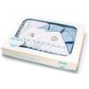 T&R BABY Set lenzuolino 3 pz culla lettino da ricamare con inserti in san gallo (celeste)