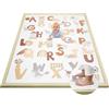 omedecal Tappeto Gioco Neonato Gattonamento, 150x180x3cm, Tappetone Pieghevole per Bambini, Superficie in Morbida Flanella con Base Antiscivolo per Camera e Soggiorno - Alfabeto