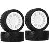 KINGCOO 1:10 Pneumatici RC Rally auto, 4 pneumatici in gomma da 65 mm e plastica vintage per 1/10 RC On-Road Rally Truck Racing Drift Auto per Kyosho Tamiya HPI HSP TT02 (bianco)