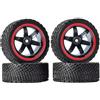 KINGCOO 4 pneumatici RC Rally auto in gomma e plastica vintage per 1/10 RC On-Road Rally Racing Car per Tamiya WR8 HPI HSP TT02 (6 fori nero/rosso)
