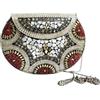Generic Pochette etnica fatta a mano in madreperla mosaico - regalo reale per lei - borsa da sera - borsa da polso - borsa bohémien - regalo minimalista, argento, Argento
