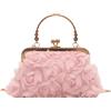 ANNUOZE Pochette da donna, elegante borsa in pizzo con rosa 3D, stile vintage, stile retrò, borsa a tracolla, borsa a tracolla, borsa a tracolla per occasioni formali, matrimoni, balli, feste