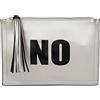 styleBREAKER Clutch donna stampa YES NO con nappa,Argento/Nero | Pochette con zip, tracolla 133cm, cinturino 22cm, colori a contrasto e scomparto cellulare.