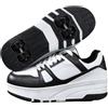 ENEN Scarpe con Rotelle Bambina, Sportive Scarpe da Skateboard 4 Ruote Skateboard Sneakers Outdoor Multisport Scarpe da Ginnastica da Pattini per Ragazze e Ragazzi Bianco Rosa/Nero Bianco