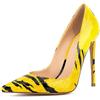 Gueploer Décolleté Gialle con Tacco Alto da Donna, Punta Affusolata E Bocca Bassa, Scarpe Chiuse da Sera, da Ufficio E per Tutti I Giorni