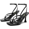 DREAM PAIRS Sandali Infradito Tacco Spillo Donna | Tacco Spillo 8.5 cm, Punta Quadrata, Infradito con Cavigliera, Soletta Imbottita e Suola Antiscivolo per Feste e Matrimoni
