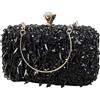Jamron Donna Glitterata Cristallo Paillettes Pochette con Perline Borsa da Sera