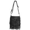 GFM® - Borsa a tracolla in ecopelle con frange morbide (TASSBAG)