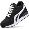 AONEGOLD® Sneakers Zeppa Interna Donna Scarpe da Ginnastica Basse Sportive Fitness Tacco Zeppa 7 CM Nero Bianco Grigio