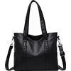 FSD.WG Borse di Tote grandi borse in pelle e borse per le donne con manico superiore a spalla Satchel Hobo Borse, 3041 nero, Large