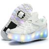 HUSKSWARE Sneaker per Bambini,Scarpe da Skateboard a Due Ruote,Luce a Cambio Colore Regolabile,Ricarica USB,universali per Ragazzi e Ragazze,Nero Rosa Oro Argento 27-40 EU