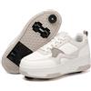 ENEN Sportive Scarpe da Skateboard 4 Ruote con Freno, Scarpe con Rotelle Bambina Bambino, Skateboard Sneakers Outdoor Multisport Ginnastica da Pattini per Ragazze e Ragazzi