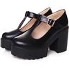 generic Mary Janes - Scarpe da donna con cinturino regolabile, punta rotonda, plateau, tacco a blocco, tacco a T, punta chiusa, senza lacci, sandali con zeppa, scarpe da lavoro