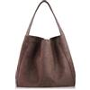 CorkAllin Grande borsa shopper in pelle scamosciata marrone, da donna, per autunno e | Borsa tote vintage in pelle scamosciata, perfetta per il tempo libero, il lavoro, i viaggi, volume generoso per laptop da 15