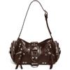 Aulenge Borsa a Mano Y2K Borsa a Spalla Donna Vintage | Materiale PU, con Borchie, Stile Punk, Borsa a Tracolla per Festa, Lavoro, Quotidiano