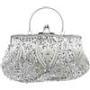 HAKIDZEL Pochette da Donna Perline Argento Ricamata a Mano | Borsa da Cerimonia per Eventi e Ricevimenti, Decorazione Lucida, Poliestere Artificiali