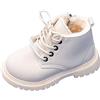 Happy Cherry Stivaletti invernali per ragazzi e ragazze, impermeabili, in pelle, con cerniera, antiscivolo, per bambini, con lacci, taglia 35-42